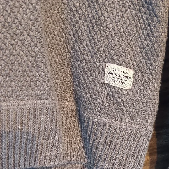 Jack & Jones " Jortony " 100% Cotton Shawl Neck Sweater - Men's Small - Grey - Picture 4 of 7